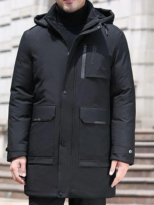 Men's Thiened down Cotton Jaet Middle-aged Long Coat Winter Warm Outerwear Stand Fit Detachable Hood Faion Urban Sle
Men's Thiened down Cotton Jaet Middle-aged Long Coat Winter Warm Outerwear Stand Fit Detachable Hood Faion Urban Sle