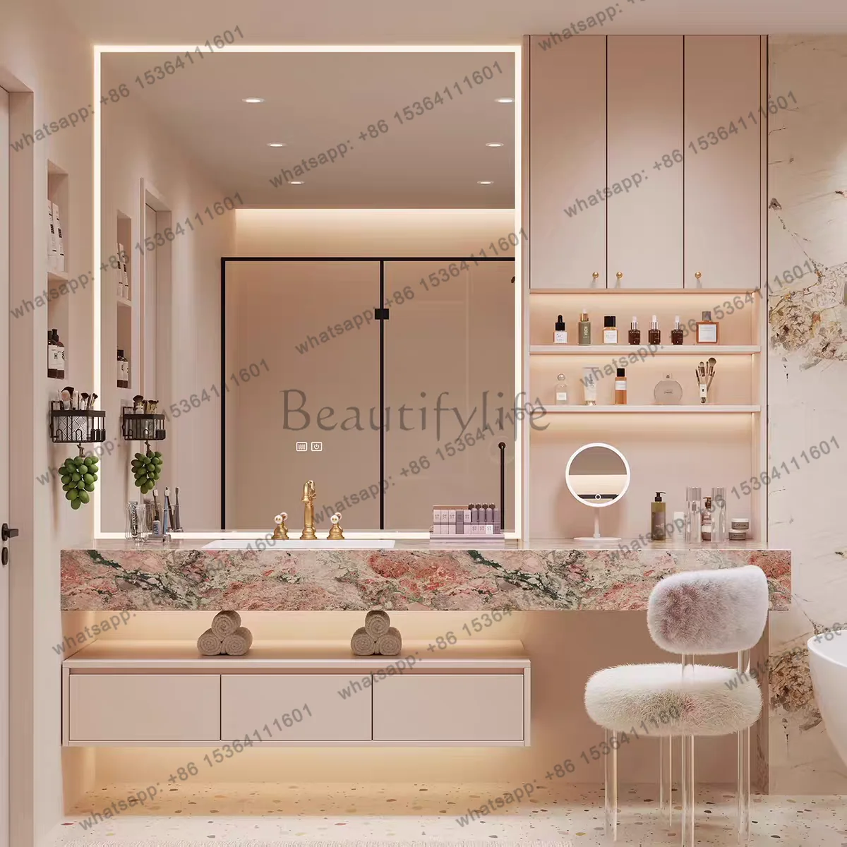 Cream wind oak bathroom cabinet dresser integrated combination rock slab seamless integrated basin
Cream wind oak bathroom cabinet dresser integrated combination rock slab seamless integrated basin