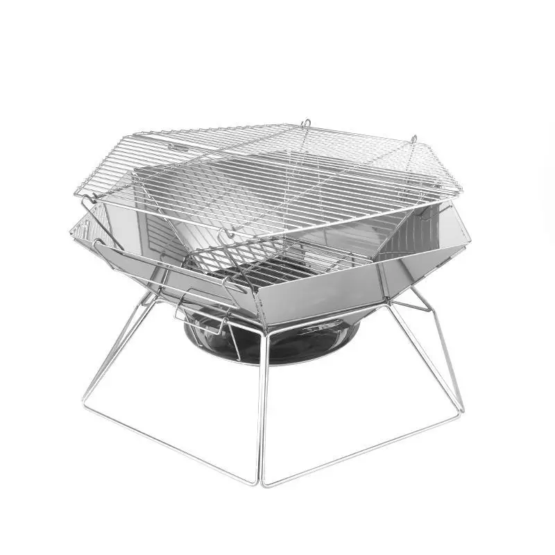Foldable Hexagonal Fire Pit Stainless Steel Camping Wood Stove with Adjustable Grill Portable BBQ Fire Pit for Outdoor Cooking
Foldable Hexagonal Fire Pit Stainless Steel Camping Wood Stove with Adjustable Grill Portable BBQ Fire Pit for Outdoor Cooking