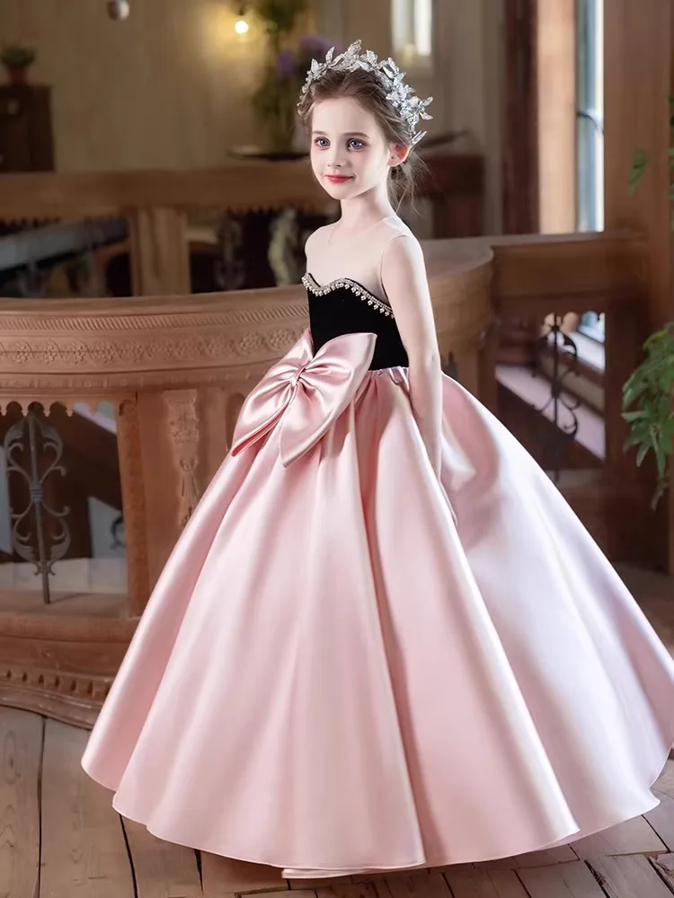 Custom Luxury Big Bow Flower Girl Dress Illusion Neck Satin Princess Wedding Pageant Gown For Girls Birthday Party Special
Custom Luxury Big Bow Flower Girl Dress Illusion Neck Satin Princess Wedding Pageant Gown For Girls Birthday Party Special