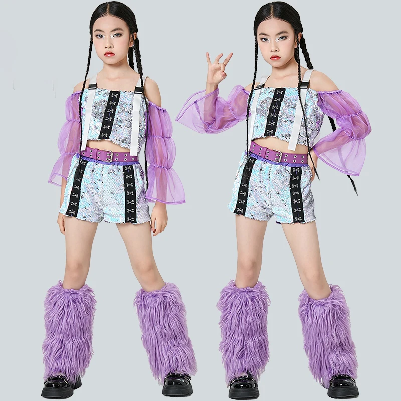 Jazz Dance Outfits For Girls K-pop Stages Clothes Purple Sequin Dancer Suit Runway Performance Show Costume Tops Shorts XH2764
Jazz Dance Outfits For Girls K-pop Stages Clothes Purple Sequin Dancer Suit Runway Performance Show Costume Tops Shorts XH2764