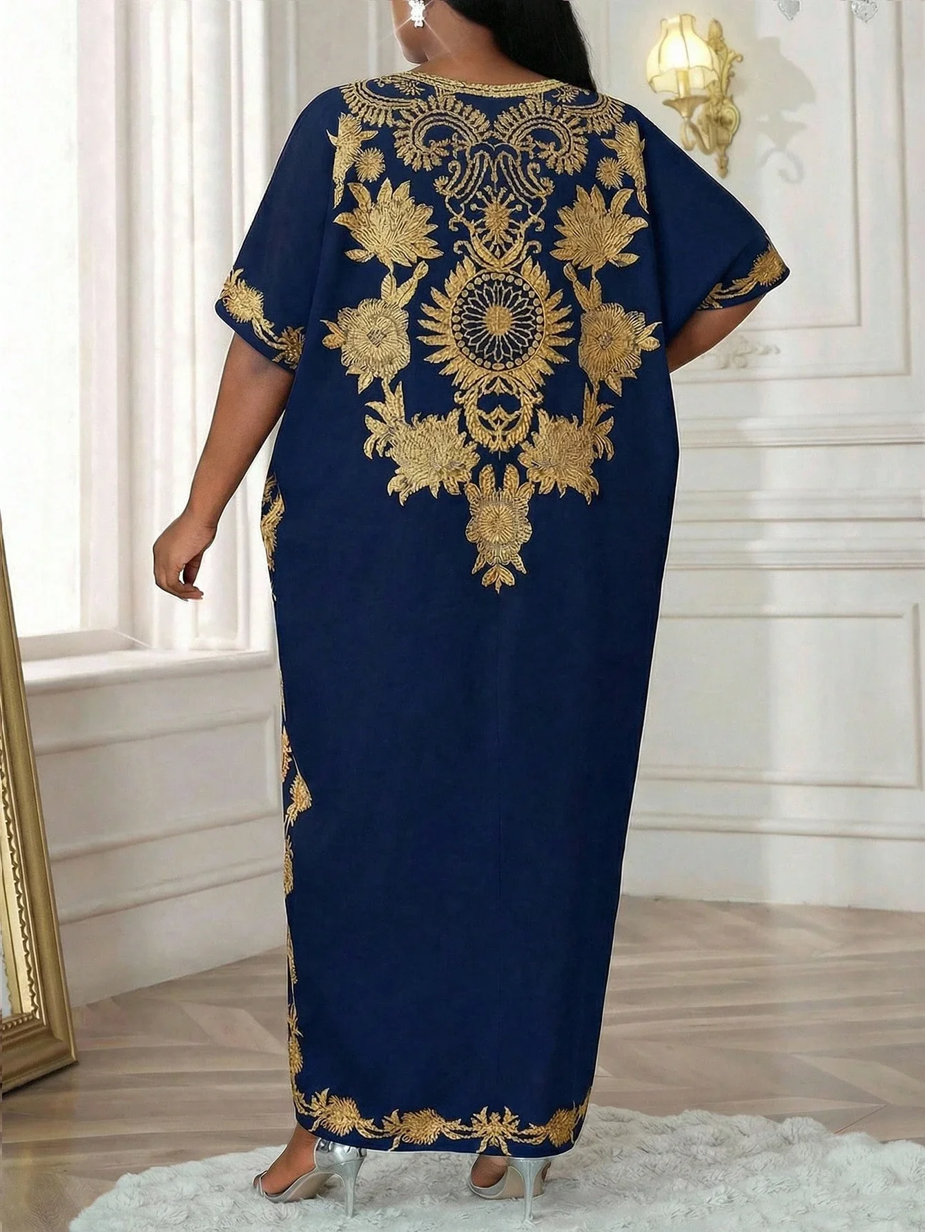 Navy Blue Embroidered Caftan Dress Plus Size Loose Fit African Style Robe
Navy Blue Embroidered Caftan Dress Plus Size Loose Fit African Style Robe