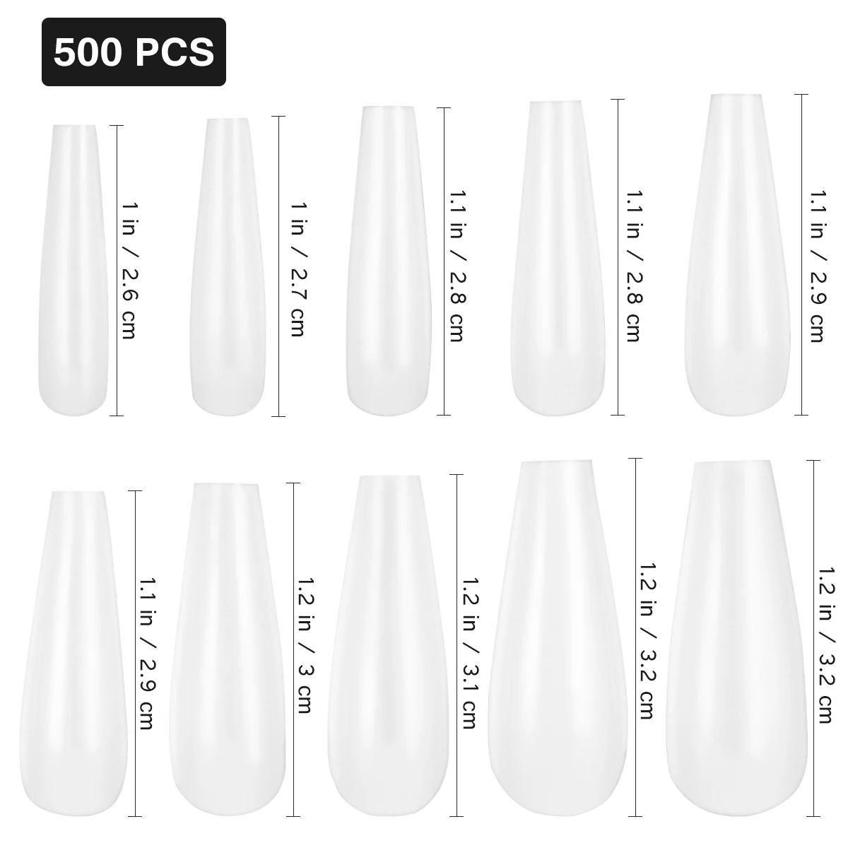 Frcolor 500PCS Long Coffin Fake Nails Full Cover Natural Ballerina False Nail ABS Nail Tips 10 Sizes (White)
Frcolor 500PCS Long Coffin Fake Nails Full Cover Natural Ballerina False Nail ABS Nail Tips 10 Sizes (White)