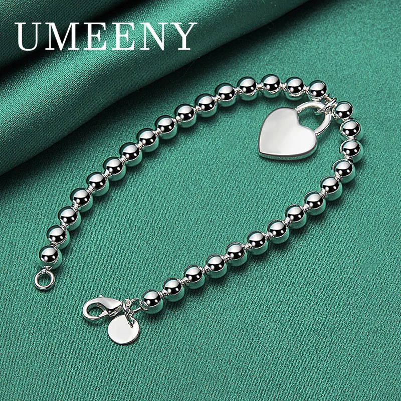 925 Sterling Silver 8 Inch Women's Exquisite Heart Pendant Round Bead Bracelet Simple Jewelry Party
925 Sterling Silver 8 Inch Women's Exquisite Heart Pendant Round Bead Bracelet Simple Jewelry Party