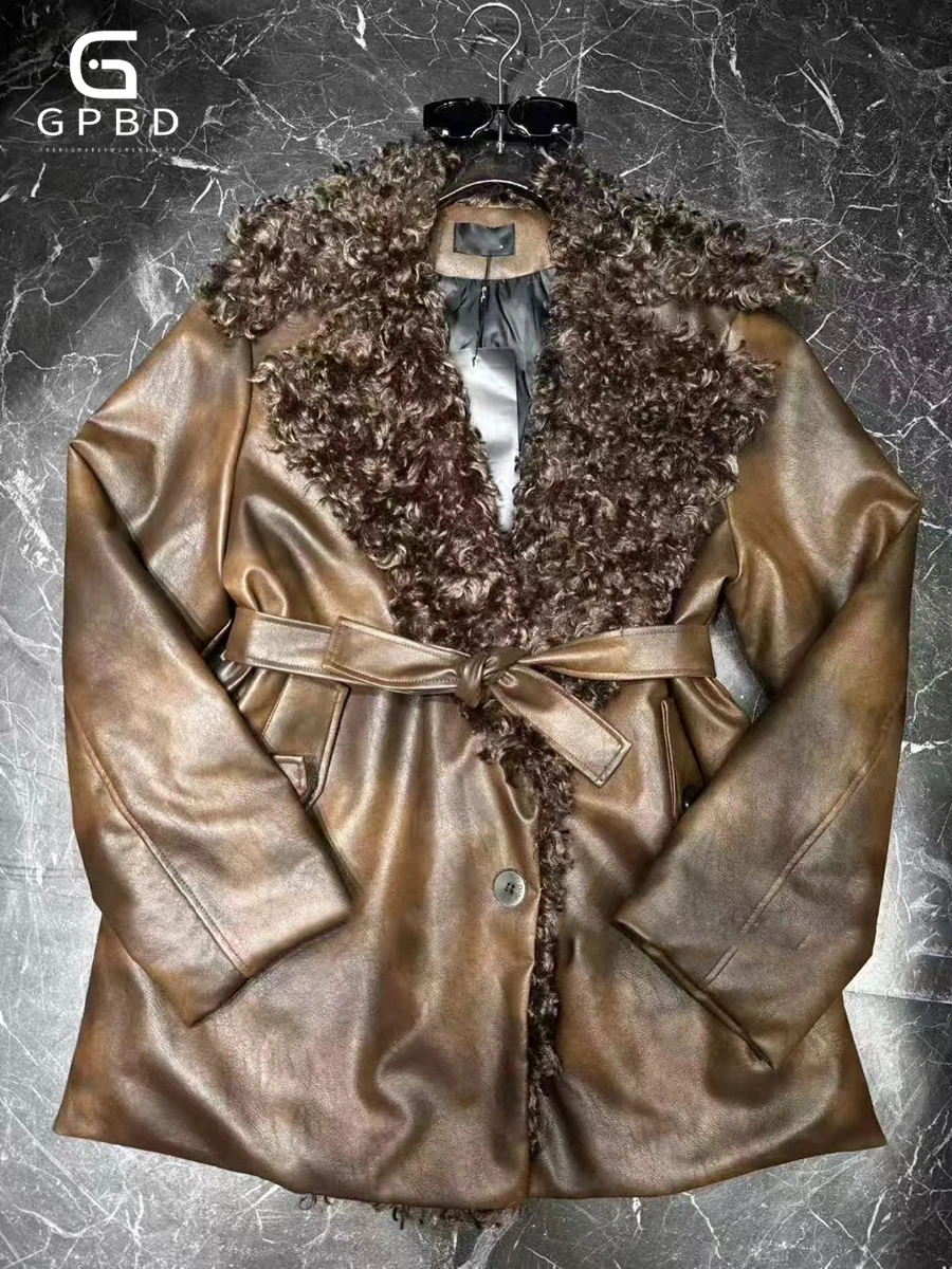 Slimming Spliced Lace Up Fashion Jackets for Women Lapel Long Sleeves Patchwork Flocking Leather Jacket Female New
Slimming Spliced Lace Up Fashion Jackets for Women Lapel Long Sleeves Patchwork Flocking Leather Jacket Female New