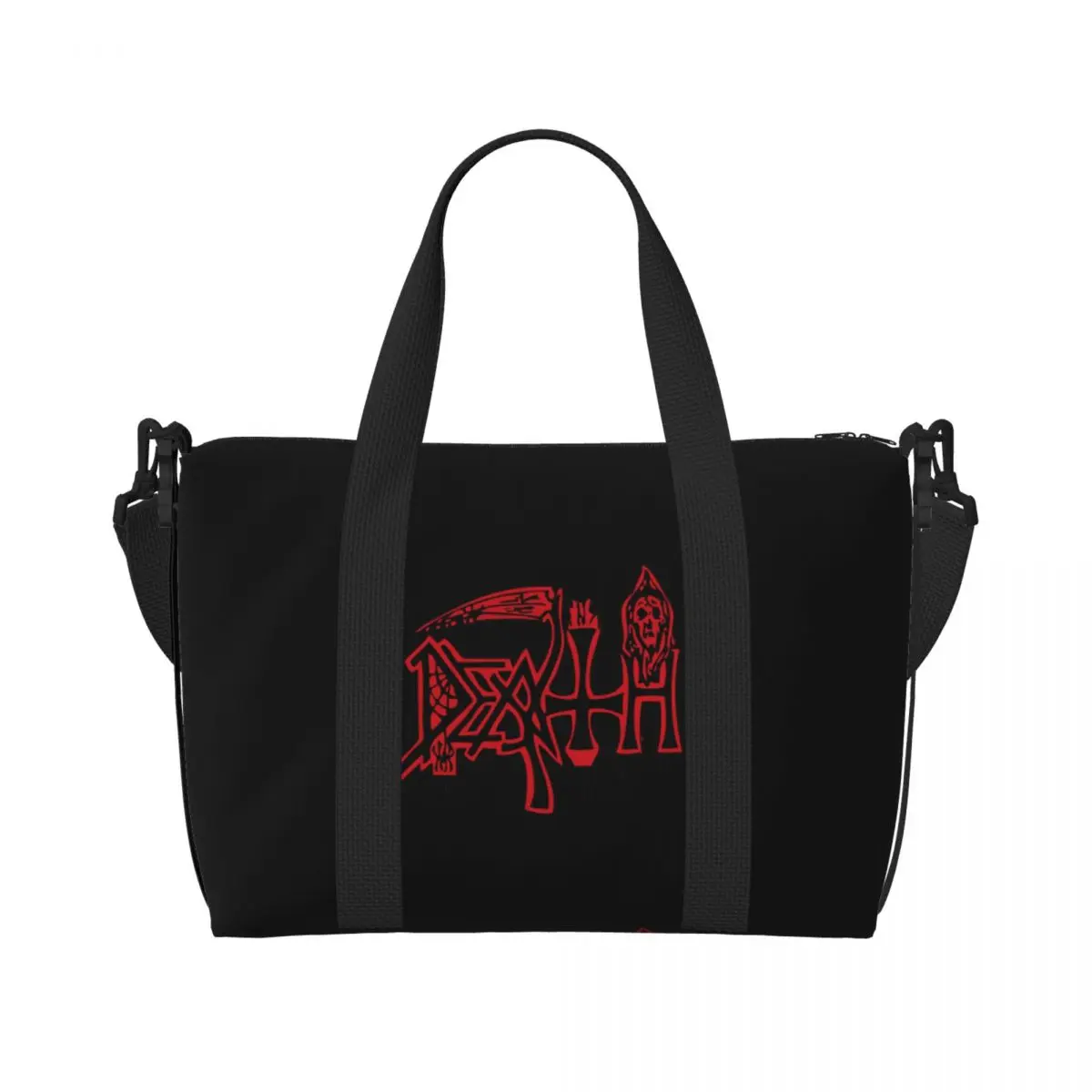 Custom Death Rock Beach Tote Bag Women Heavy Metal Music Big Compartment Gym Beach Travel Bags
Custom Death Rock Beach Tote Bag Women Heavy Metal Music Big Compartment Gym Beach Travel Bags