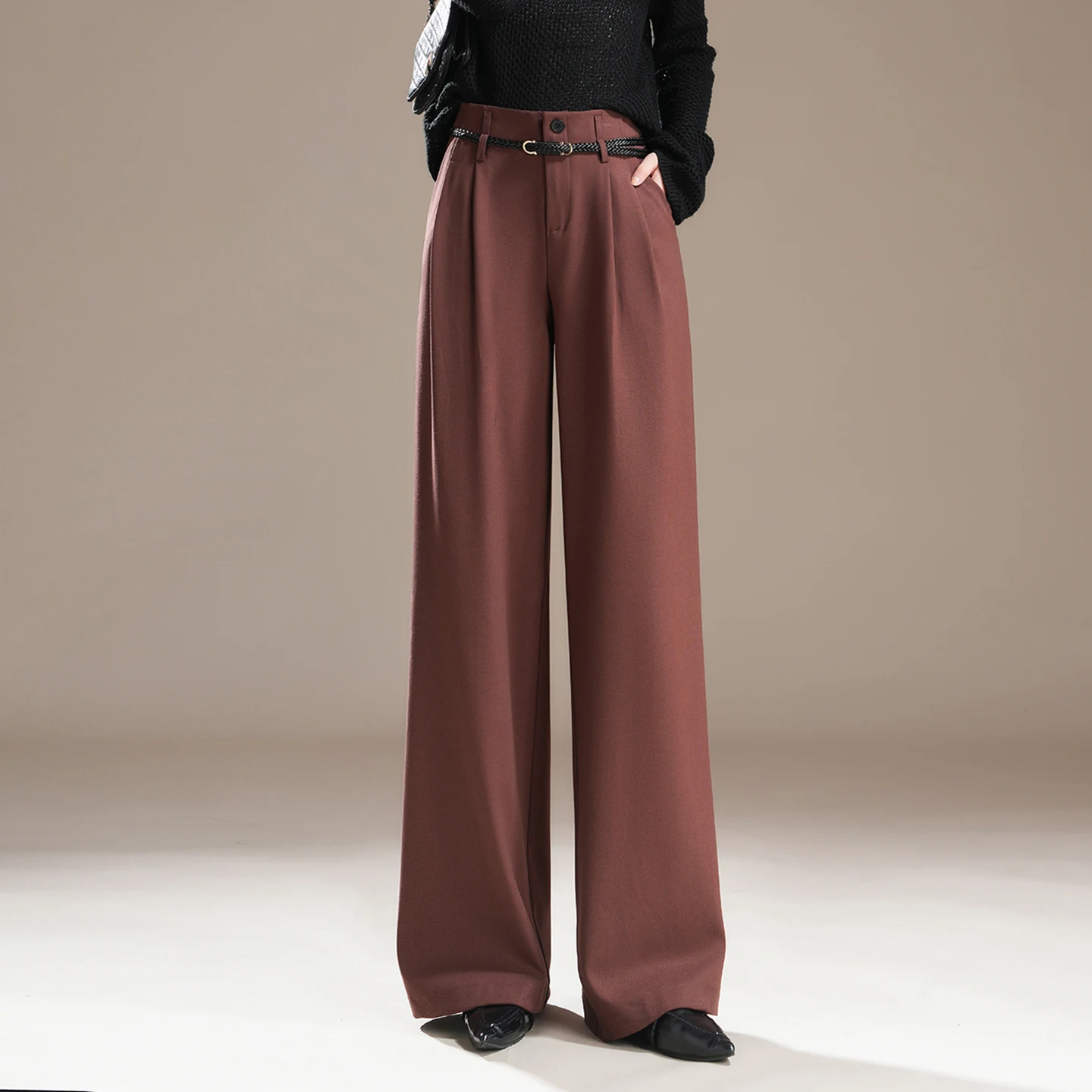 Ele High Waist Wide Leg Wool Trousers Women's Floor Length Autumn New Sle Straight Cut Suit Pants Casual Pants
Ele High Waist Wide Leg Wool Trousers Women's Floor Length Autumn New Sle Straight Cut Suit Pants Casual Pants