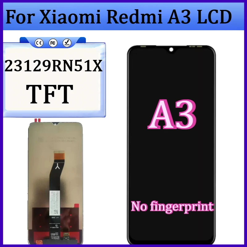 New TFT 23129RN51X Display For Xiaomi Redmi A3 LCD Display Touch Screen Digitizer Assembly Replacement with Frame
New TFT 23129RN51X Display For Xiaomi Redmi A3 LCD Display Touch Screen Digitizer Assembly Replacement with Frame