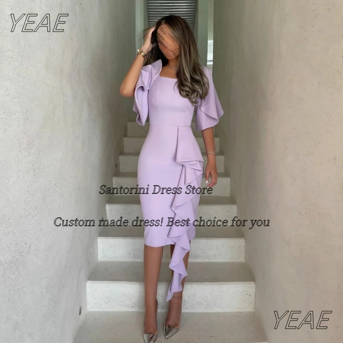 Santorini Customized Saudi Party Women Wear Short Prom Dresses Square Neck Robe Des Cocktail Dress Ruffles Special Evening Gowns
Santorini Customized Saudi Party Women Wear Short Prom Dresses Square Neck Robe Des Cocktail Dress Ruffles Special Evening Gowns