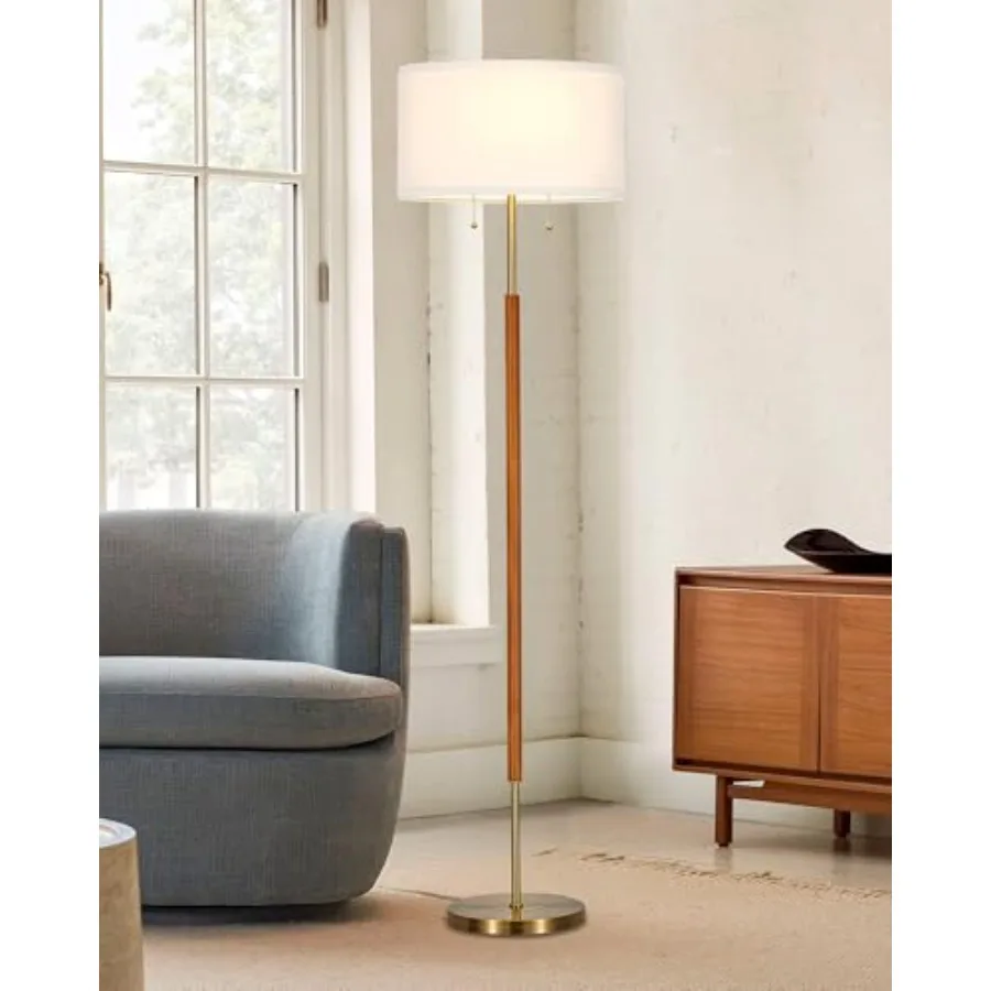 Floor Lamp for Bedroom 2-Light Wood Standing Lamp White Fabric Shade Mid Century Modern Tall Pole Corner Light for Living Room
Floor Lamp for Bedroom 2-Light Wood Standing Lamp White Fabric Shade Mid Century Modern Tall Pole Corner Light for Living Room