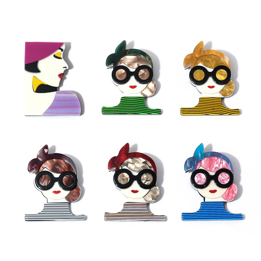Unique Lady Face Vintage Style Pins Brooch Wear Bowknot Glasses Gentle Lady Acrylic Badge Brooch Office Casual Party Jewelry
Unique Lady Face Vintage Style Pins Brooch Wear Bowknot Glasses Gentle Lady Acrylic Badge Brooch Office Casual Party Jewelry