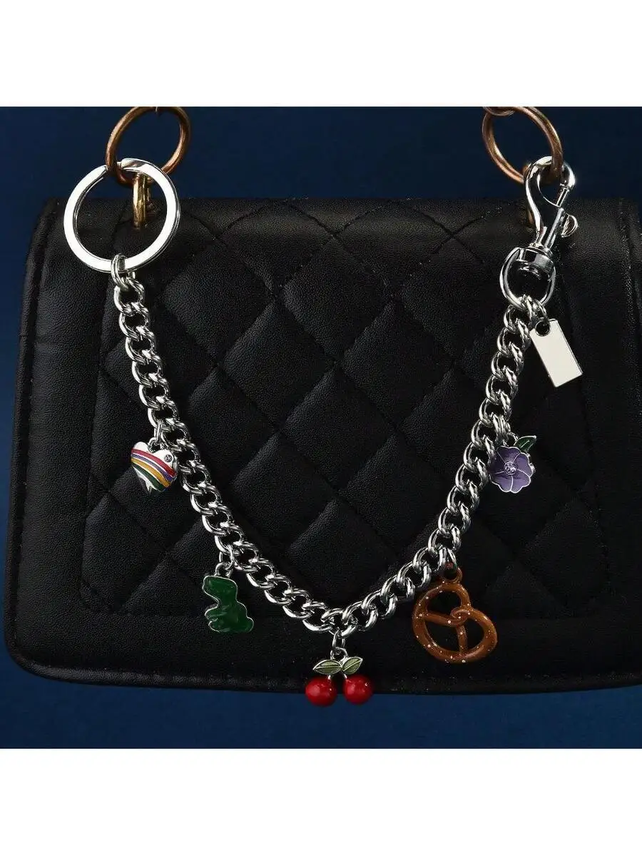 Charm Bag Chain Keychain With Dinosaur Cherry Pretzel Flower Heart Pendant
Charm Bag Chain Keychain With Dinosaur Cherry Pretzel Flower Heart Pendant