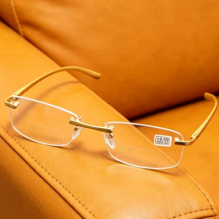 Clara Vida Bifocal Rimless Reading Glasses Men Gold Aluminium Magnesium Reading Glasses Women +1 +1.5 +2 +2.5 +3 +3.5 +4
Clara Vida Bifocal Rimless Reading Glasses Men Gold Aluminium Magnesium Reading Glasses Women +1 +1.5 +2 +2.5 +3 +3.5 +4
