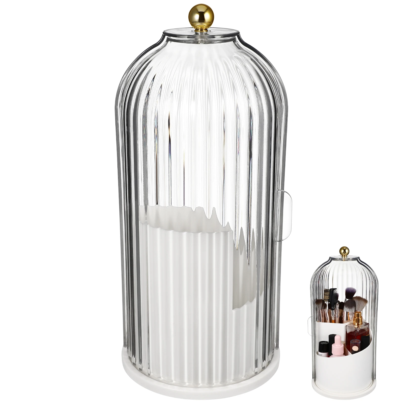 Makeup Brush Storage Box White Rotating Base Clear Cover Premium Material Long Lasting Practical Holder Container
Makeup Brush Storage Box White Rotating Base Clear Cover Premium Material Long Lasting Practical Holder Container
