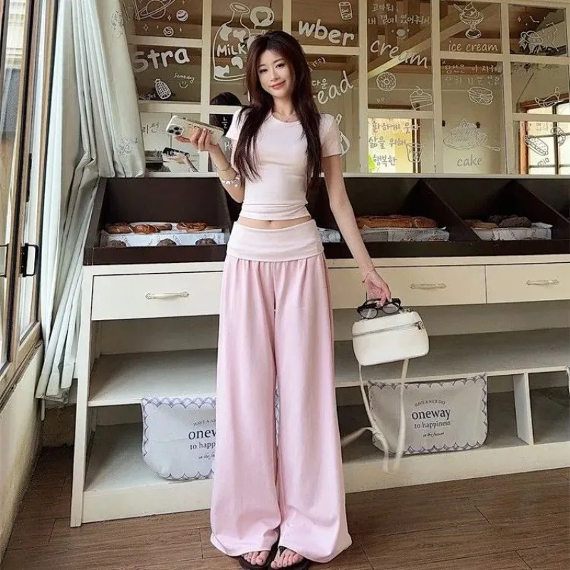 Women's Korean Sweet 2 Piece Outfit Crop Top Wide Leg Pants Casual Summer Set
Women's Korean Sweet 2 Piece Outfit Crop Top Wide Leg Pants Casual Summer Set