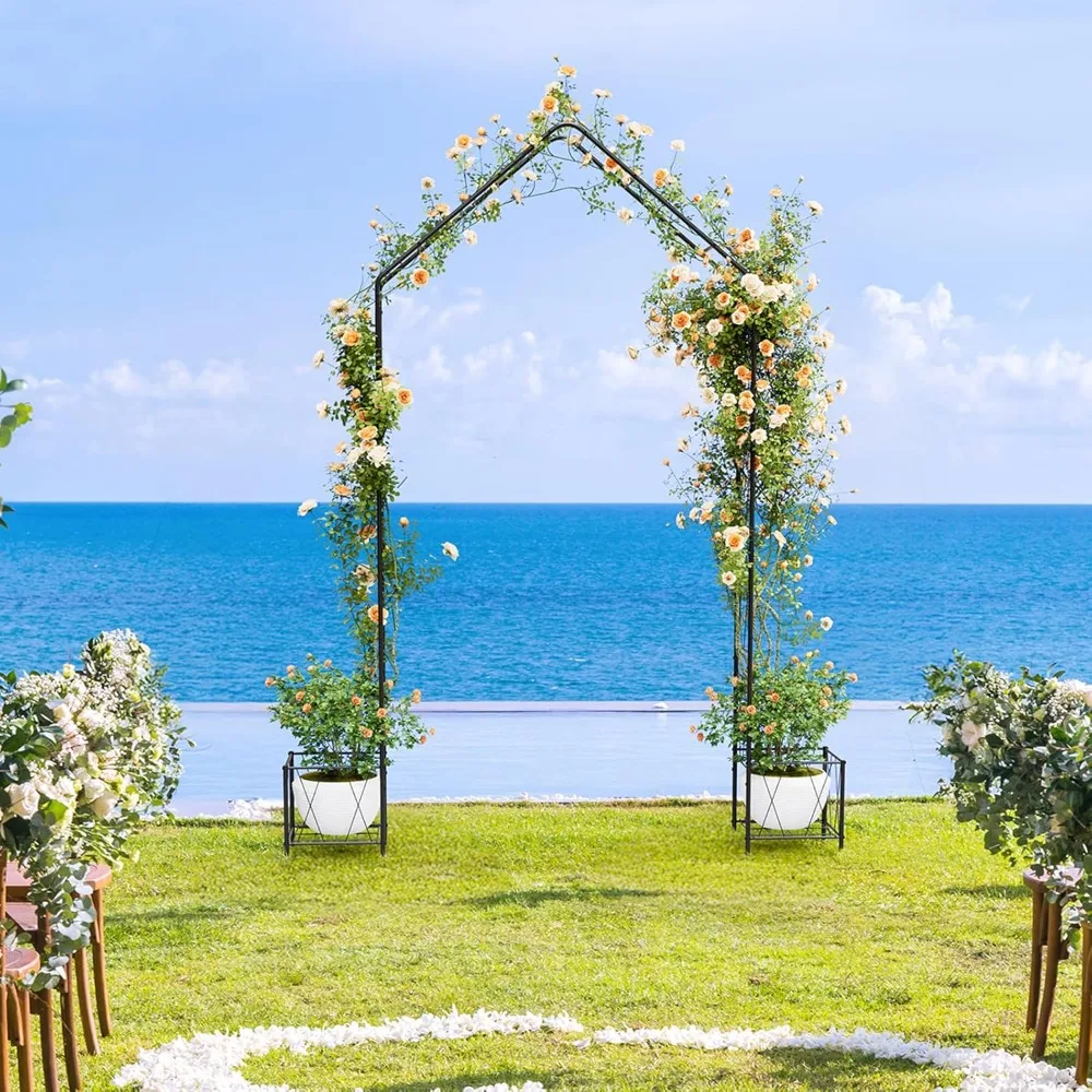 Vrisa 8.2ft Metal Garden Arch with Planters – Trellis for Climbing Plants, Wedding/Party/Holiday Decor (Black)
Vrisa 8.2ft Metal Garden Arch with Planters – Trellis for Climbing Plants, Wedding/Party/Holiday Decor (Black)