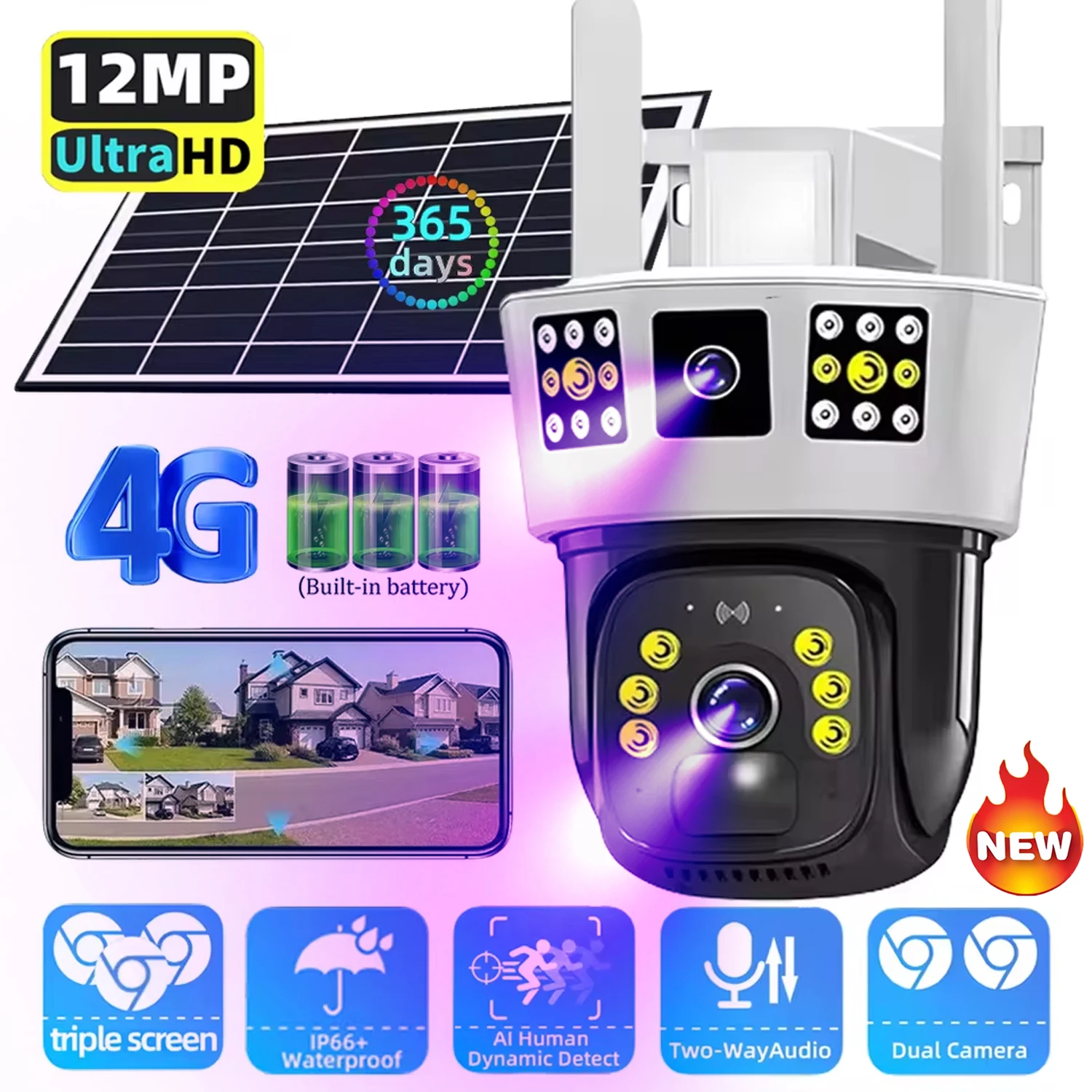 6K 12MP HD Солнечная камера 4G SIM-карта Wi-Fi Открытый IP Беспроводная безопасность CCTV Наблюдение PTZ Ночное видение PIR Камера обнаружения человека
6K 12MP HD Солнечная камера 4G SIM-карта Wi-Fi Открытый IP Беспроводная безопасность CCTV Наблюдение PTZ Ночное видение PIR Камера обнаружения человека