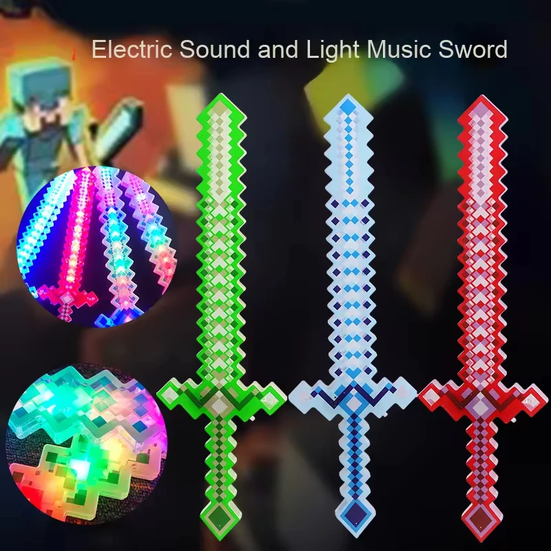 LED Light Up Flashing Pixel Sword Cosplay Party Toy with Sound Music Luminous Saber Kids Glowing Cool Stuff Toy for Boys Gift
LED Light Up Flashing Pixel Sword Cosplay Party Toy with Sound Music Luminous Saber Kids Glowing Cool Stuff Toy for Boys Gift