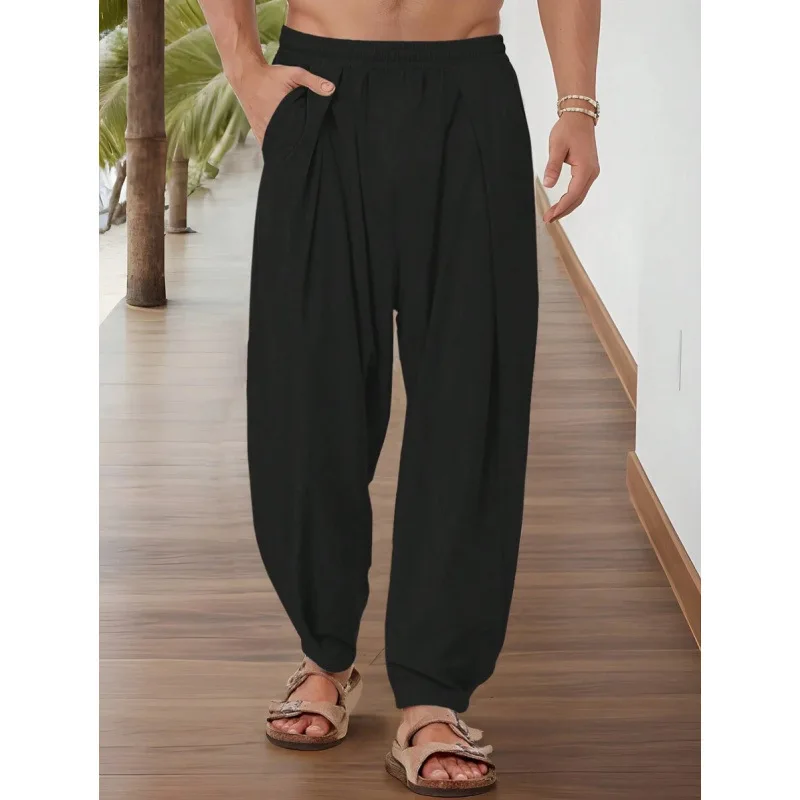 Loose Harem Pants 37913 Linen Cotton Linen-Like Fabric Men's Casual Trousers Comfortable Loose Fit Spring Season Neutral Style
Loose Harem Pants 37913 Linen Cotton Linen-Like Fabric Men's Casual Trousers Comfortable Loose Fit Spring Season Neutral Style