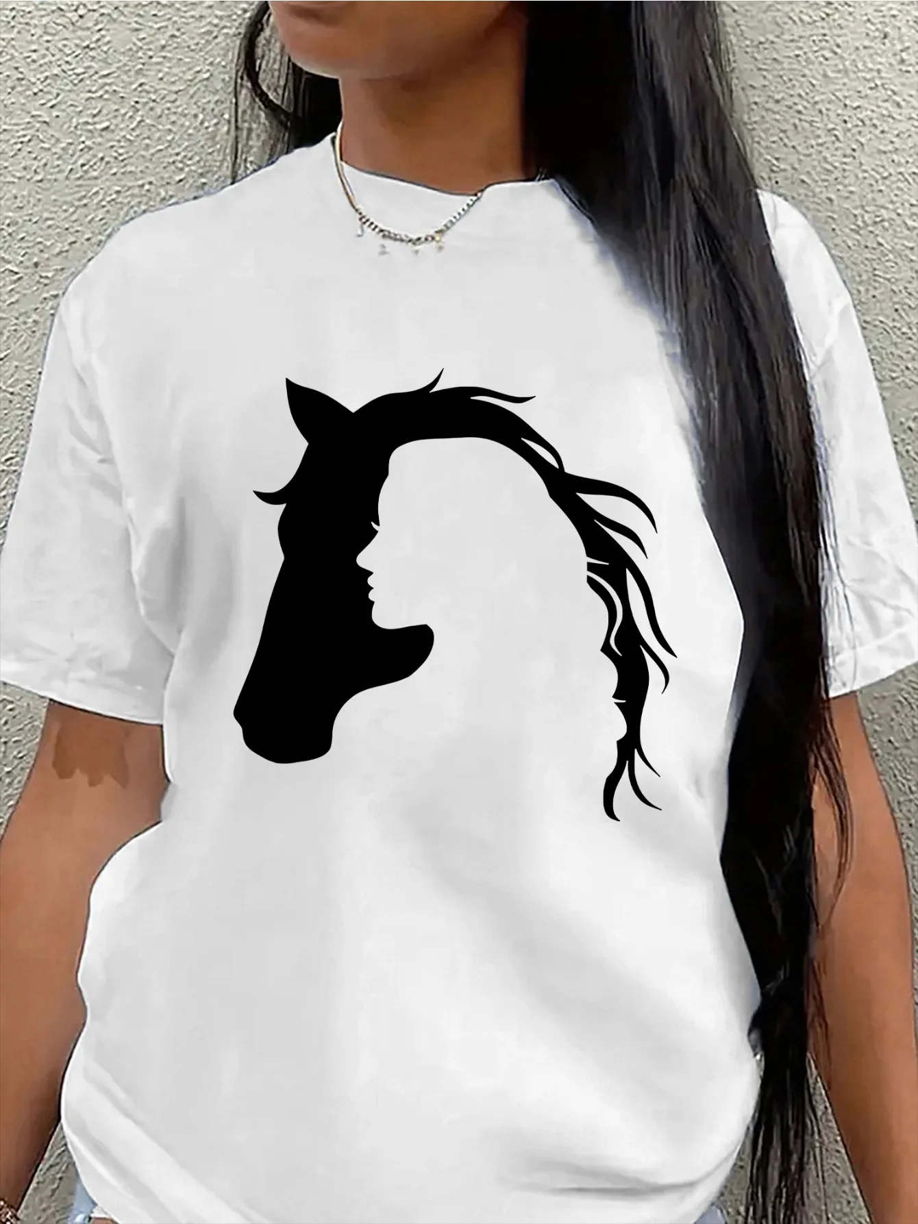 Women Summer Fashion Horse Head Design Graphic Printed Casual Daily Wear Lightweight Comfortable Short Sleeve Tops for Ladies
Women Summer Fashion Horse Head Design Graphic Printed Casual Daily Wear Lightweight Comfortable Short Sleeve Tops for Ladies