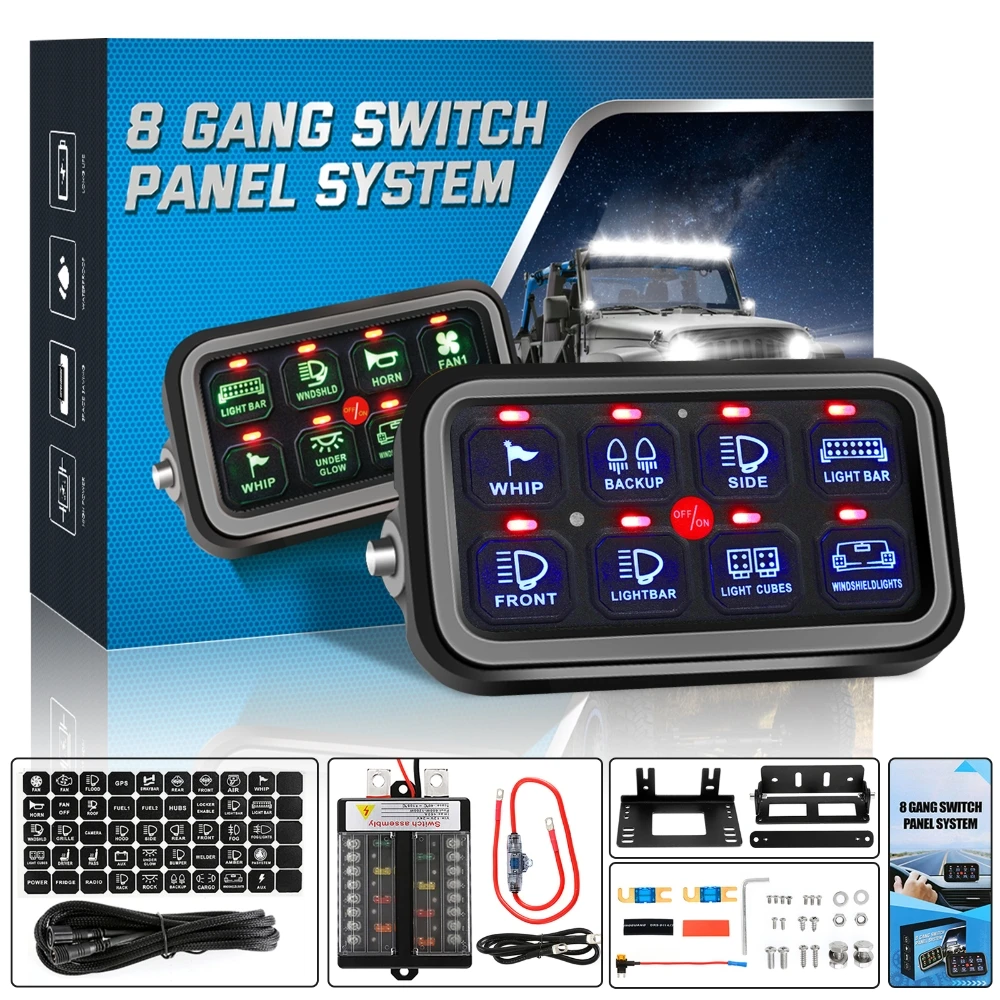 8 Gangs Switch Panel LED Backlight Universal On-Off Power System Electronic Relay System Controller for SUV CAMPER RV MARINE
8 Gangs Switch Panel LED Backlight Universal On-Off Power System Electronic Relay System Controller for SUV CAMPER RV MARINE