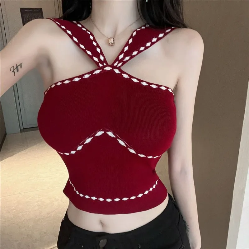 Knitted Hanging Neck and TankTop Woman Niche Sweet and Slim Fit Short Base Camis Women
Knitted Hanging Neck and TankTop Woman Niche Sweet and Slim Fit Short Base Camis Women