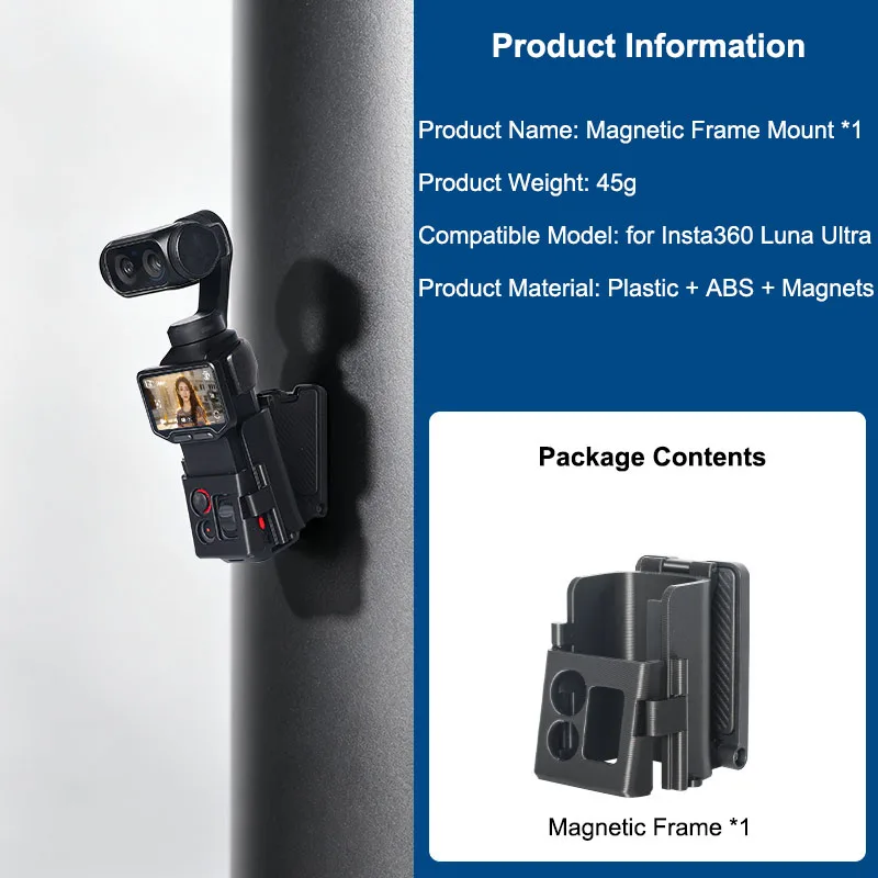 Magnetic Mount Stand for Insta360 Luna Ultra Lightweight ABS Built in 6 Magnets Foldable Desktop Base Multi Angle Adjustment
Magnetic Mount Stand for Insta360 Luna Ultra Lightweight ABS Built in 6 Magnets Foldable Desktop Base Multi Angle Adjustment