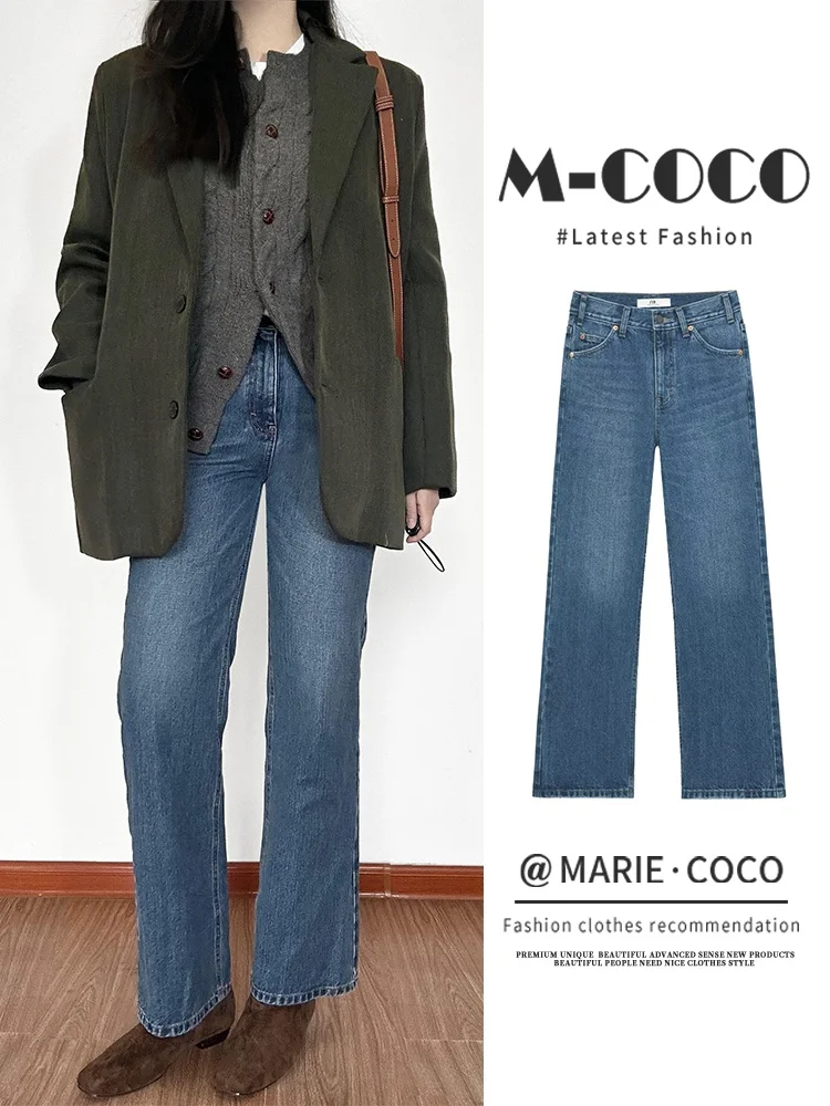 Retro Wash High Waist Slim Straight Nine-Tenths Blue Jeans Women's Autumn New Style Commute Versatile Wide Leg Pants
Retro Wash High Waist Slim Straight Nine-Tenths Blue Jeans Women's Autumn New Style Commute Versatile Wide Leg Pants