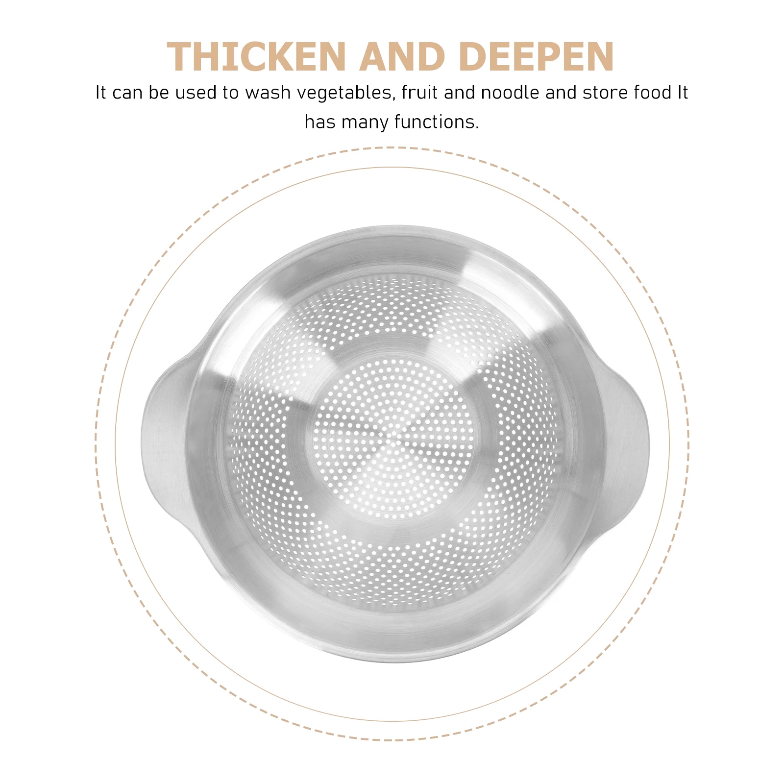 Stainless Steel Colander Thickened Multi functional Basin Handles Rice Washing Vegetable Strainer Basket Kitchen Tool Cooking
Stainless Steel Colander Thickened Multi functional Basin Handles Rice Washing Vegetable Strainer Basket Kitchen Tool Cooking