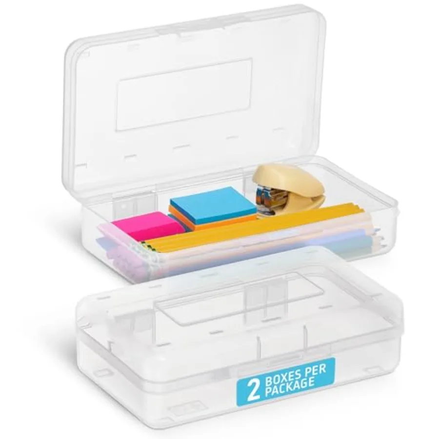 Pencil Box, Clear, School Supply Organizer, Hard Plastic Durable Storage Case - Stackable Storage Containers with Snap tight Li
Pencil Box, Clear, School Supply Organizer, Hard Plastic Durable Storage Case - Stackable Storage Containers with Snap tight Li