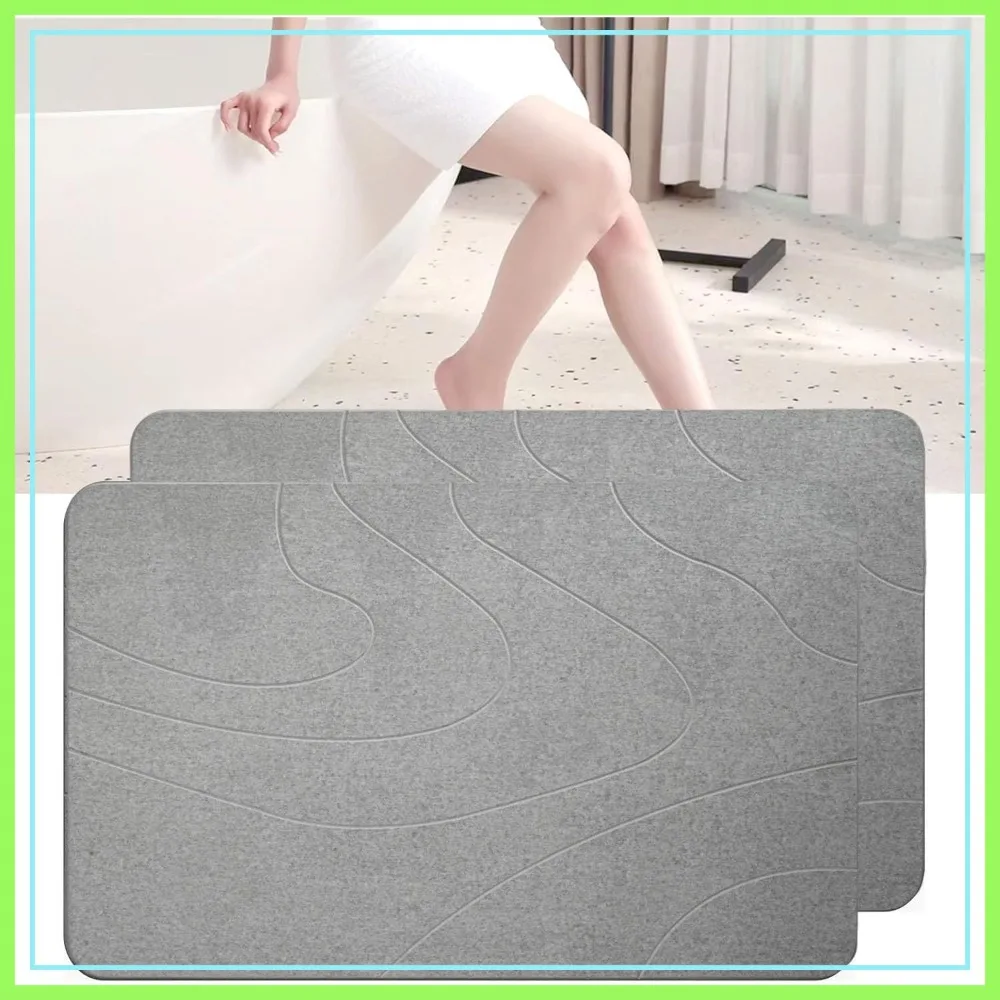 Stone Bath Mat 2 Pack, Super Absorbent Fast-Drying Diatomaceous Earth Shower Mat, Non-Slip, Easy Clean, Light Gray
Stone Bath Mat 2 Pack, Super Absorbent Fast-Drying Diatomaceous Earth Shower Mat, Non-Slip, Easy Clean, Light Gray