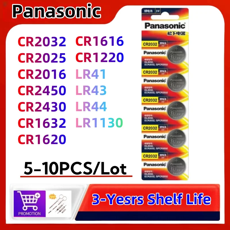 5-10Pcs Original Panasonic CR2032 batery CR2025 CR2016 batteria CR1632 CR1220 CR1616 CR1620 CR2450 CR2430 LR41 LR1130 LR43 LR44
5-10Pcs Original Panasonic CR2032 batery CR2025 CR2016 batteria CR1632 CR1220 CR1616 CR1620 CR2450 CR2430 LR41 LR1130 LR43 LR44