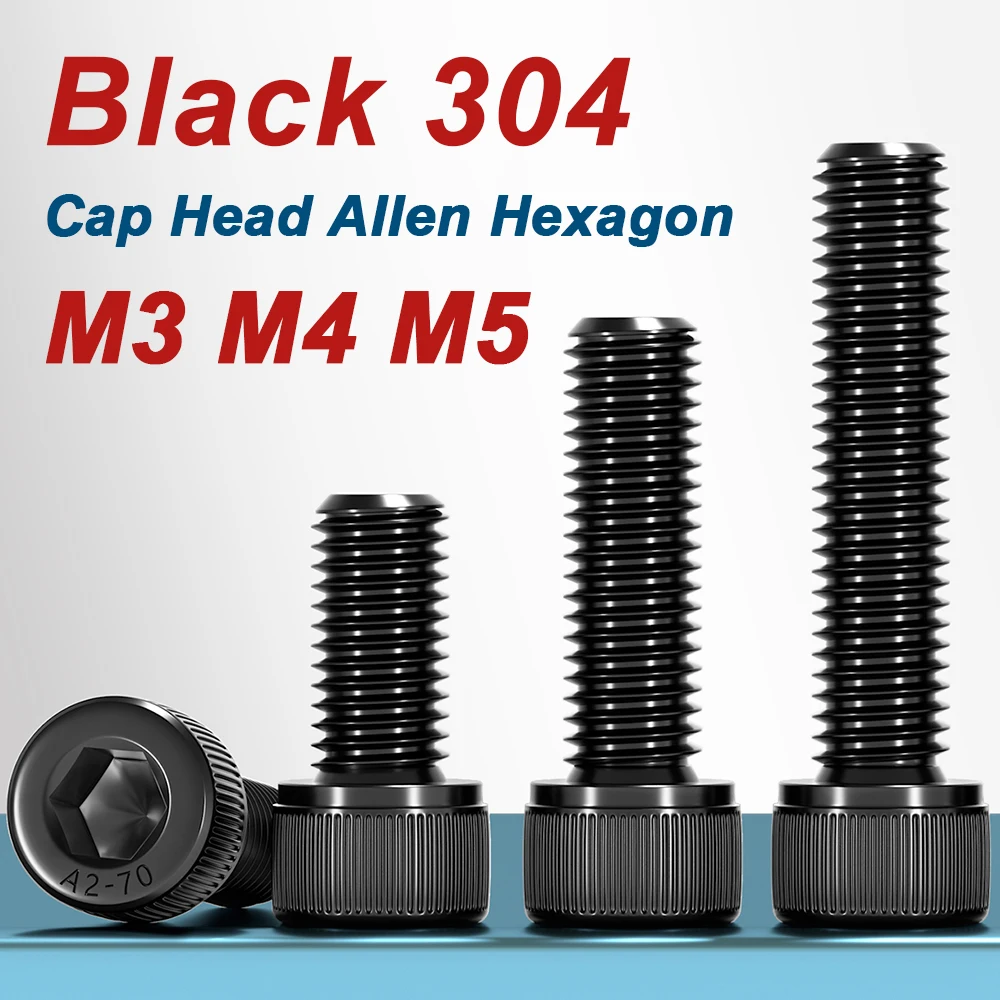 10pcs Black M3 M4 M5 A2-70 304 Stainless Steel Allen Hexagon Hex Socket Cap Head Screw Bolt Length 5 6 8 10 12 16 20 25 30mm
10pcs Black M3 M4 M5 A2-70 304 Stainless Steel Allen Hexagon Hex Socket Cap Head Screw Bolt Length 5 6 8 10 12 16 20 25 30mm
