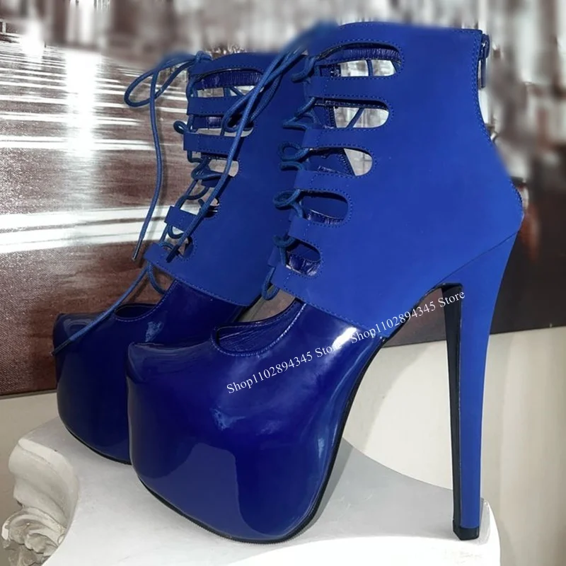 Blue Lace Up Hollow Platform Boots Thin High Heel Sexy Fashionable Cool Summer Casual Big Size Woman Shoes Zapatillas Mujer
Blue Lace Up Hollow Platform Boots Thin High Heel Sexy Fashionable Cool Summer Casual Big Size Woman Shoes Zapatillas Mujer
