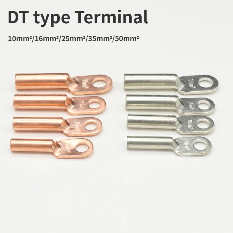 Wire Crimp Connector Car Auto Copper Terminal Block DT-10/16/25/35/50 Battery Cable Crimp Terminals Soldered Copper Crimp Lugs
Wire Crimp Connector Car Auto Copper Terminal Block DT-10/16/25/35/50 Battery Cable Crimp Terminals Soldered Copper Crimp Lugs