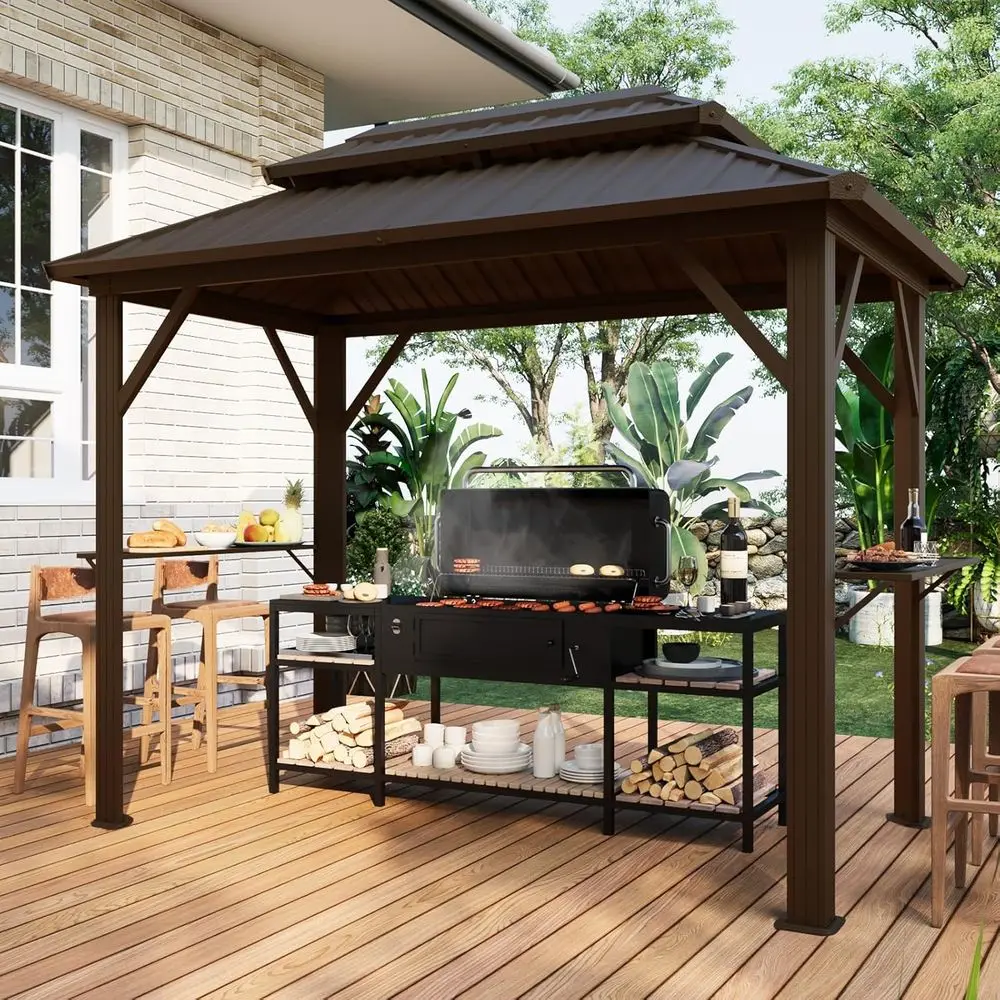 Outdoor Metal BBQ Gazebo with Double Galvanized Steel Roof, Side Shelves, and Ceiling Hooks for Patio, Deck, Lawn, and Garden (B
Outdoor Metal BBQ Gazebo with Double Galvanized Steel Roof, Side Shelves, and Ceiling Hooks for Patio, Deck, Lawn, and Garden (B