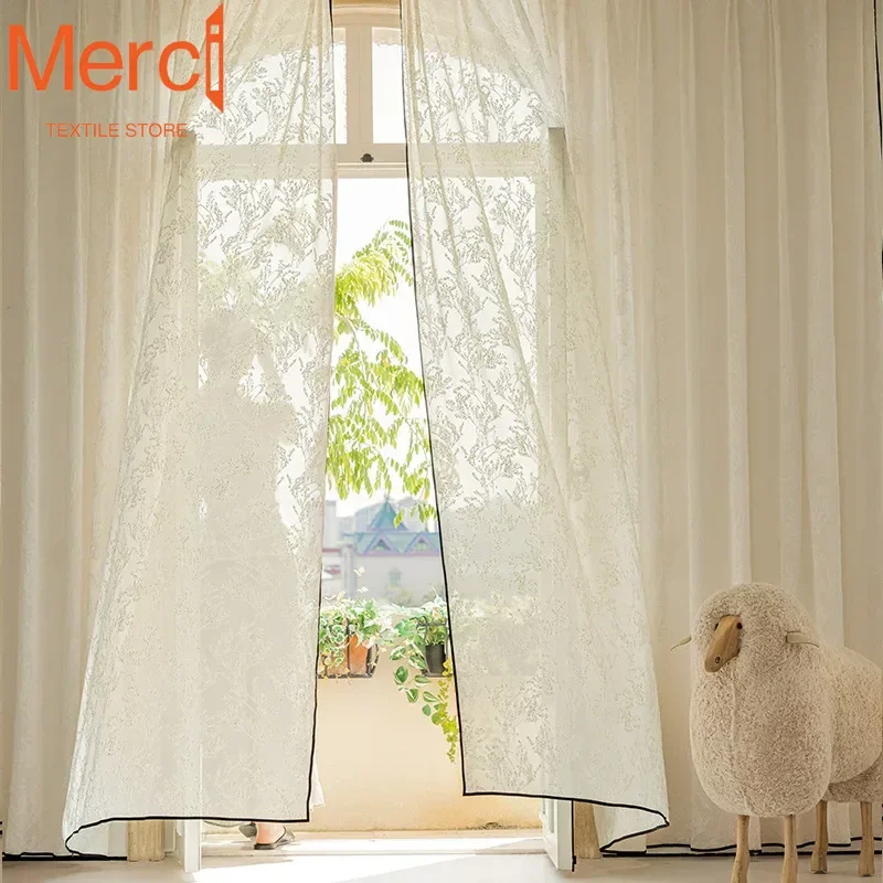 French Cream Velvet Twig Pattern Black Edging Opaque Tulle Curtains for Bedroom Living Room Thermal Energy Saving Privacy Drapes
French Cream Velvet Twig Pattern Black Edging Opaque Tulle Curtains for Bedroom Living Room Thermal Energy Saving Privacy Drapes