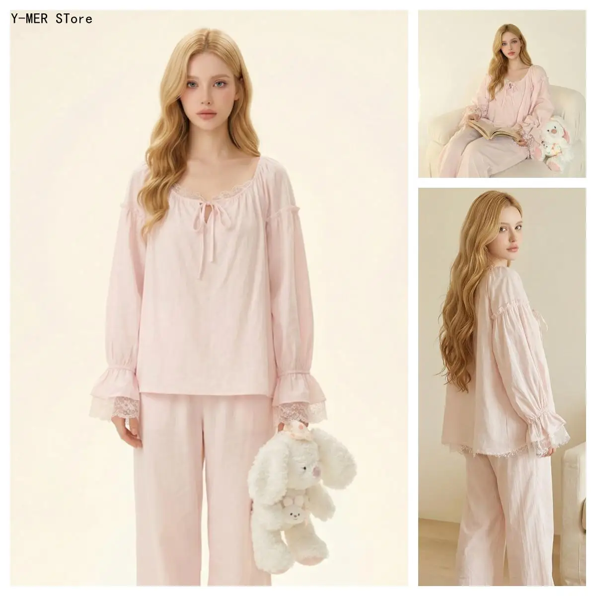 Spring Autumn New Women Japanese Pure Cotton Pajama Set Lace Tie Waist Thin Breathable Casual Wearable Outside Home Loungewear
Spring Autumn New Women Japanese Pure Cotton Pajama Set Lace Tie Waist Thin Breathable Casual Wearable Outside Home Loungewear