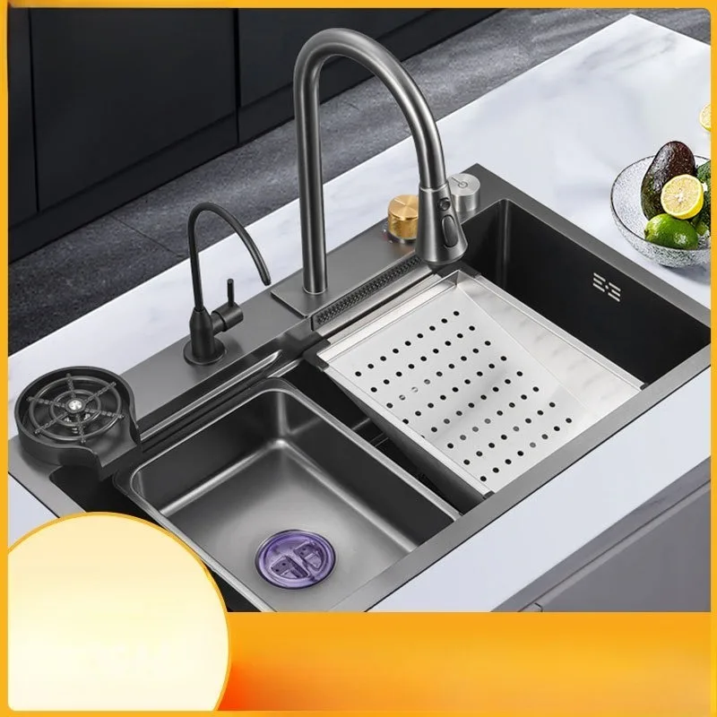 Kitchen Waterfall Stainless Steel Faucet Set, Kitchen Sink, Countertop, Basin, Hot and Cold Rotating Pull-out Faucet
Kitchen Waterfall Stainless Steel Faucet Set, Kitchen Sink, Countertop, Basin, Hot and Cold Rotating Pull-out Faucet