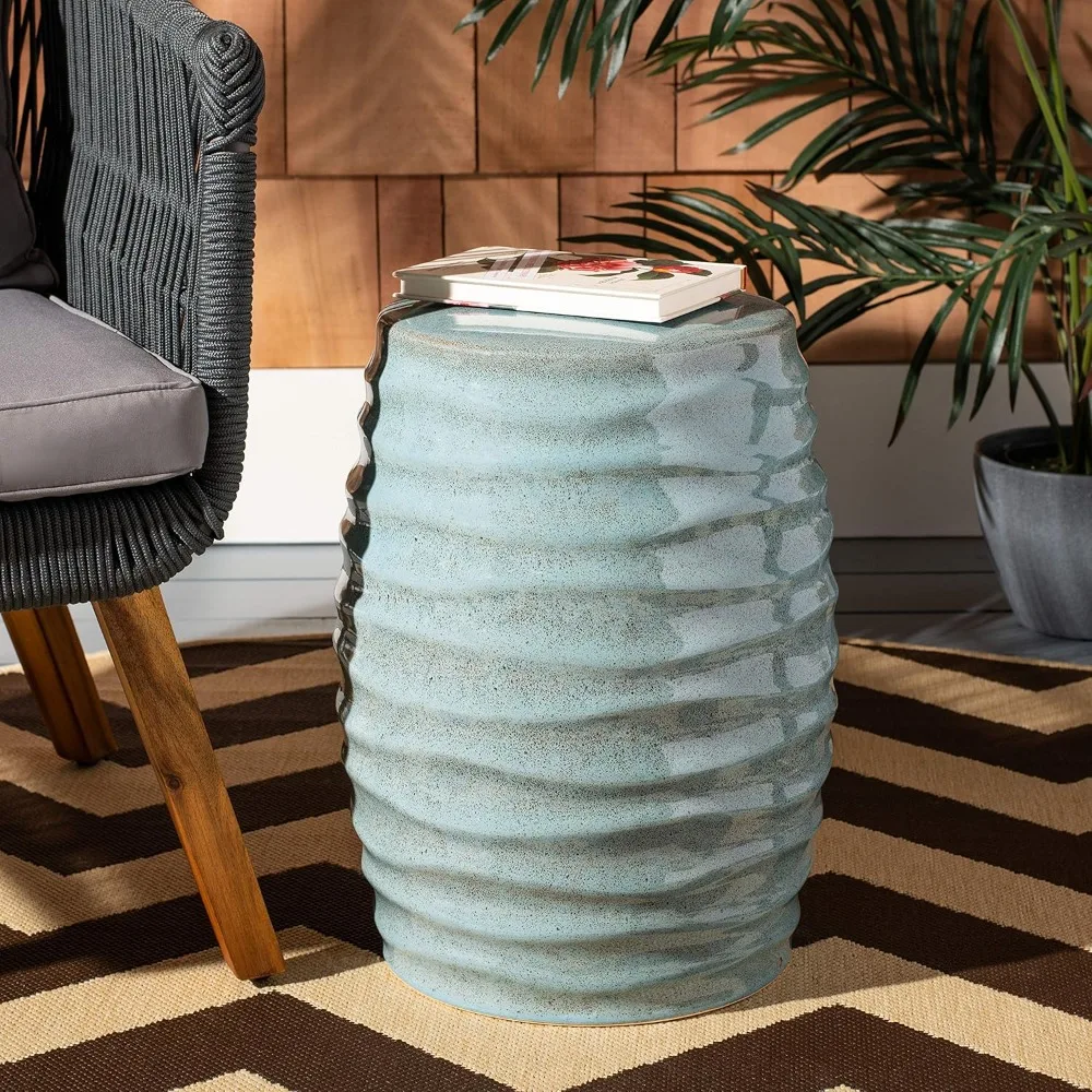 White Ceramic 19-inch Indoor/Outdoor Side Table Garden Stool Neutral blue color blends beautifully with existing décor
White Ceramic 19-inch Indoor/Outdoor Side Table Garden Stool Neutral blue color blends beautifully with existing décor