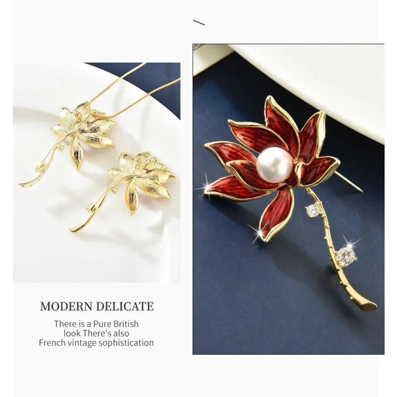 A pair of elegant and fashionable long lotus necklace brooches, enamel pins for women
A pair of elegant and fashionable long lotus necklace brooches, enamel pins for women