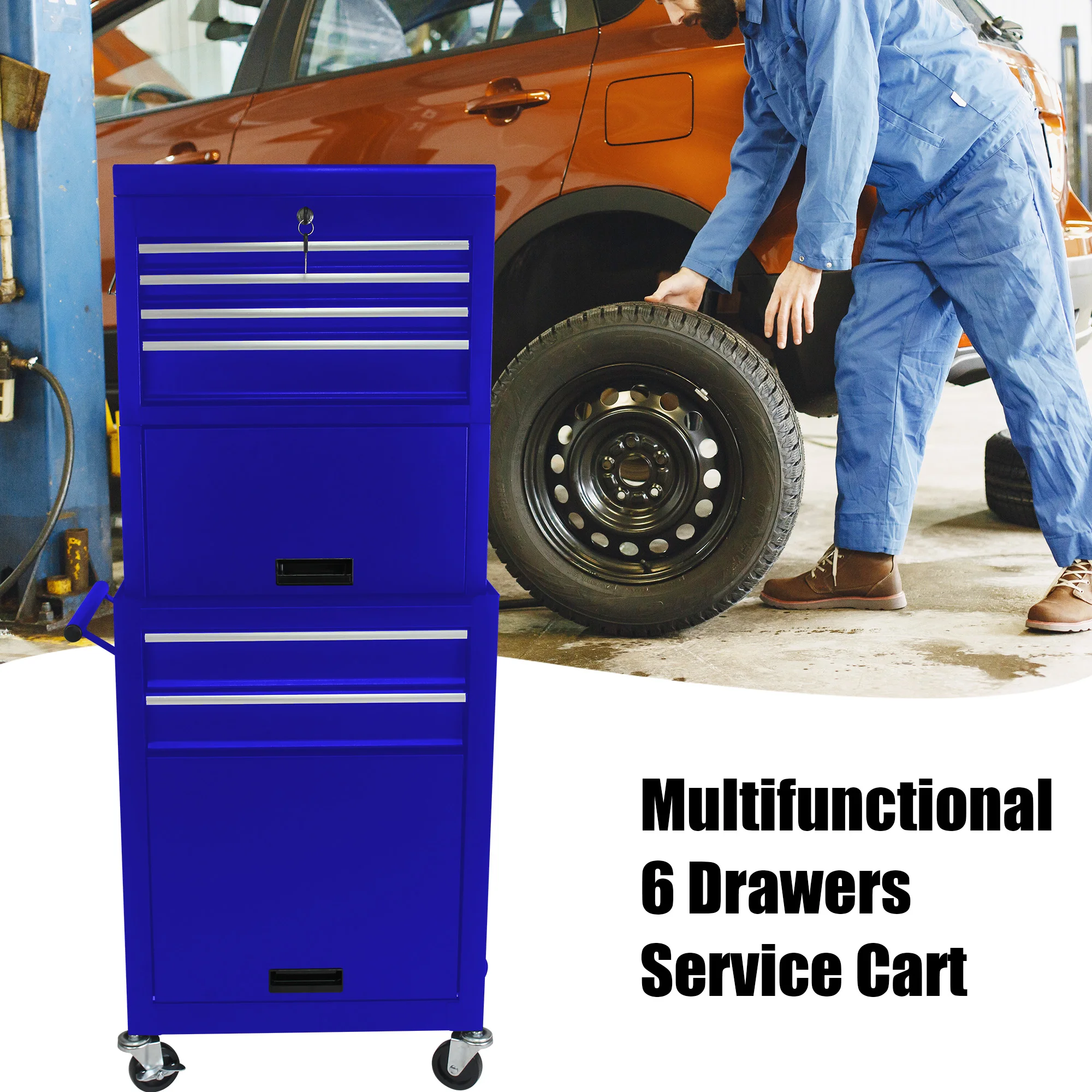 High Capacity Rolling Tool Chest with Wheels and Drawers, 6-Drawer Tool Storage Cabinet--BLUE
High Capacity Rolling Tool Chest with Wheels and Drawers, 6-Drawer Tool Storage Cabinet--BLUE