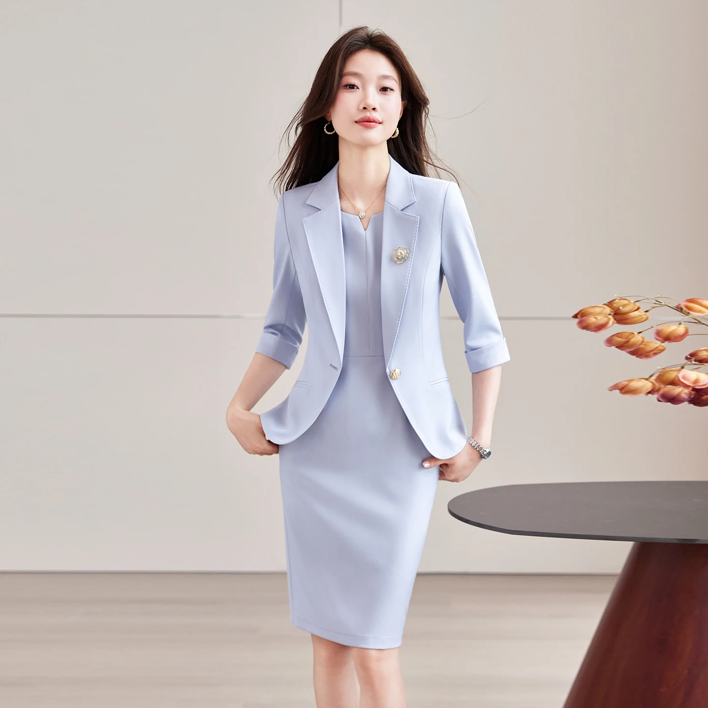 High-End Light Blue Women's Two-Piece Suit Dress Set Professional Attire for Summer 2026 Ideal for Lawyers And Teachers
High-End Light Blue Women's Two-Piece Suit Dress Set Professional Attire for Summer 2026 Ideal for Lawyers And Teachers