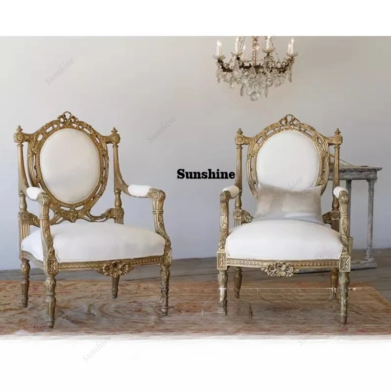 French antique carving made old solid wood, studio single sofa gold photography chair
French antique carving made old solid wood, studio single sofa gold photography chair