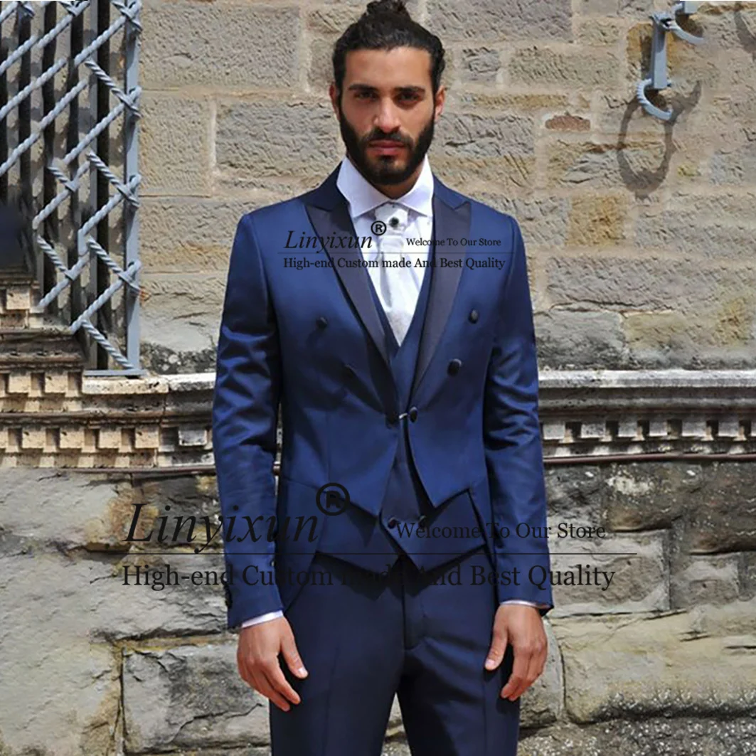 Royal Blue Wedding Tuxedos For Men Notched Lapel Formal Business Men Blazers Set Jacket Pants Vest Male Fashion Costume Homme
Royal Blue Wedding Tuxedos For Men Notched Lapel Formal Business Men Blazers Set Jacket Pants Vest Male Fashion Costume Homme