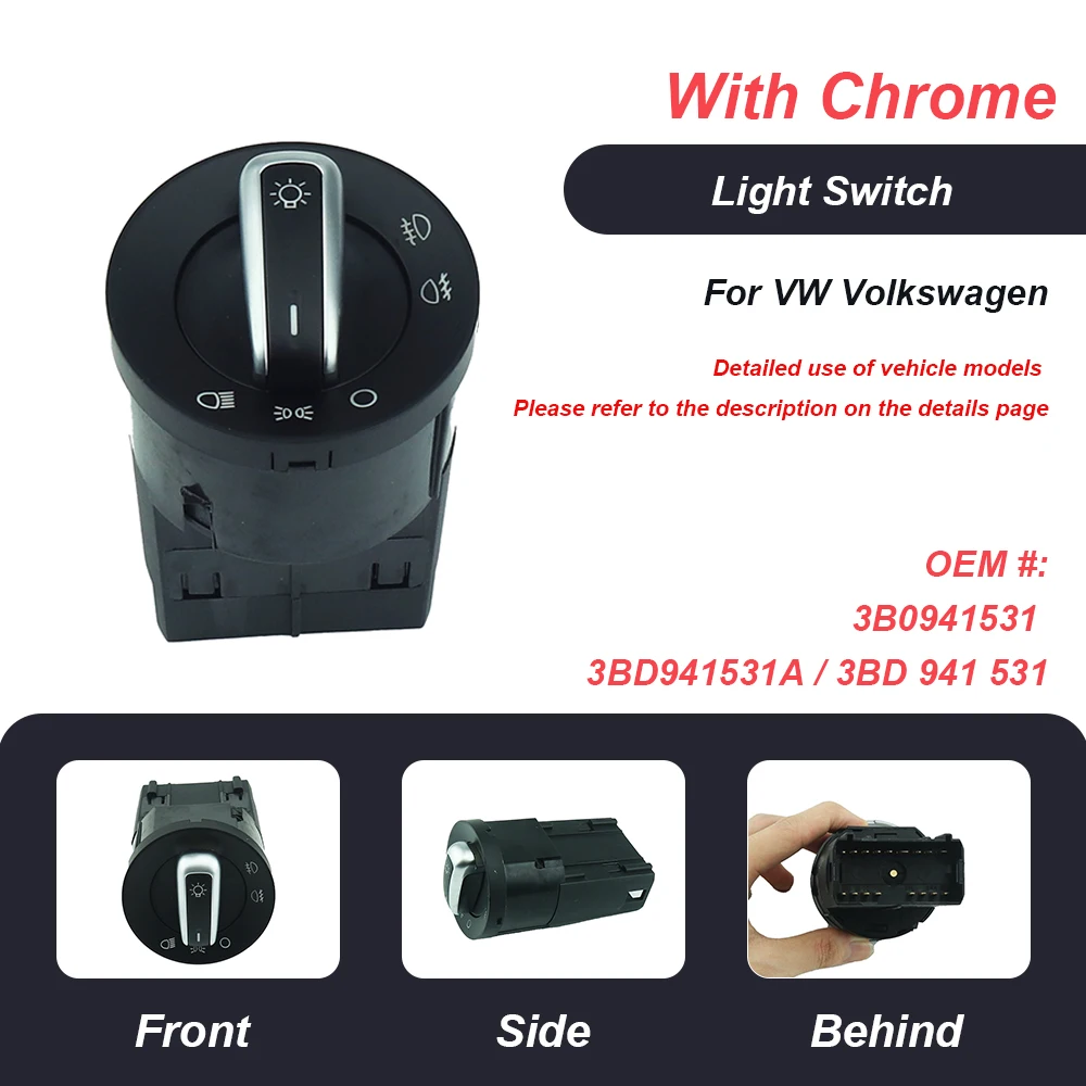 3B0941531 Headlight Control Switch Fog Light Knob For VW Passat B5 B5.5 Golf Jetta Bora Mk4 Polo 9N Transpoter
3B0941531 Headlight Control Switch Fog Light Knob For VW Passat B5 B5.5 Golf Jetta Bora Mk4 Polo 9N Transpoter