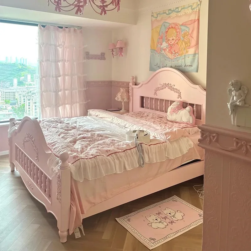 American Solid Wood Carved Queen BedFrench Court Carved Girly Pink Princess Bed 1.8m Bedroom Double
American Solid Wood Carved Queen BedFrench Court Carved Girly Pink Princess Bed 1.8m Bedroom Double