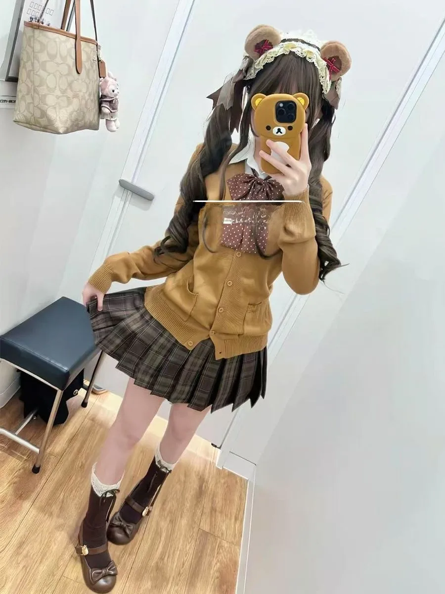 Карамель Круассан японский Sle JK orm Sugar Roasted Chestnut Color Set Открытый кардиган Свитер Jaet Плиссированная юбка JK Pl...
Карамель Круассан японский Sle JK orm Sugar Roasted Chestnut Color Set Открытый кардиган Свитер Jaet Плиссированная юбка JK Pl...