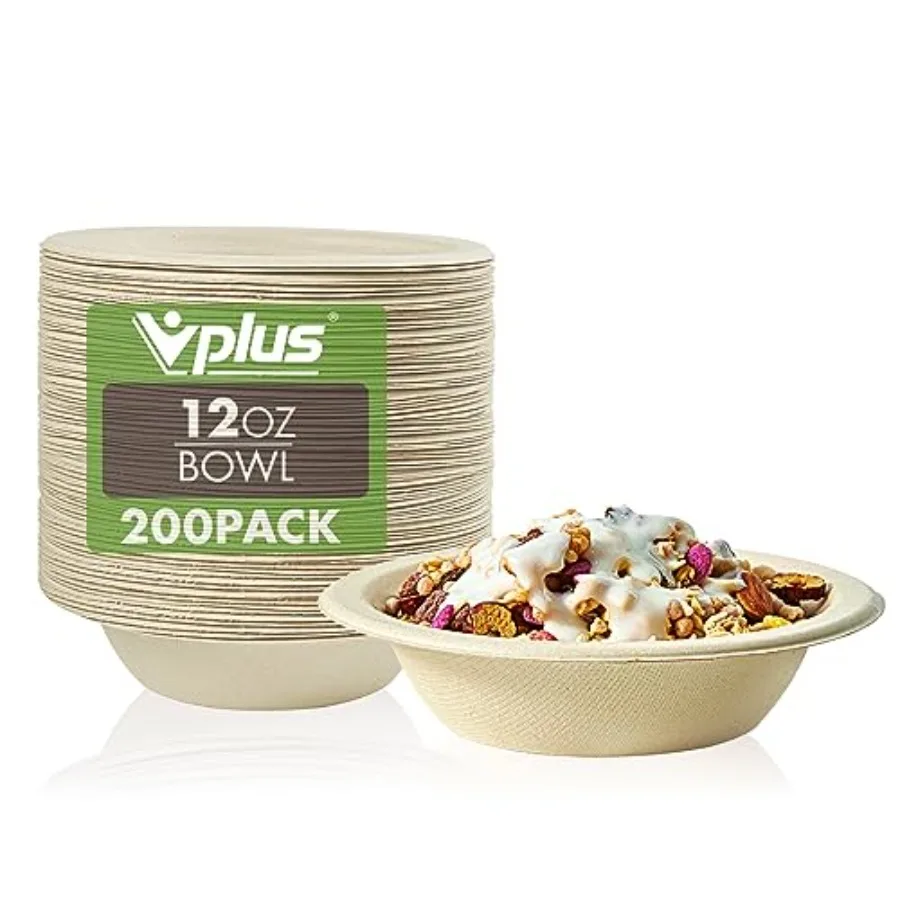 200 Pack 12 OZ Paper Bowls, Disposable Compostable Bulk, Eco-friendly Bagasse, Heavy-duty Bowls Perfect for Milk Cereals, Snack
200 Pack 12 OZ Paper Bowls, Disposable Compostable Bulk, Eco-friendly Bagasse, Heavy-duty Bowls Perfect for Milk Cereals, Snack