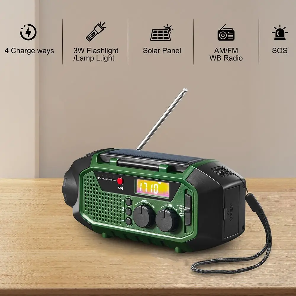 USB Charger Solar Power Emergency Radio with Flashlight TF Card Hand Crank Radio Multifunctional SOS Alarm AM/FM/WB Radio
USB Charger Solar Power Emergency Radio with Flashlight TF Card Hand Crank Radio Multifunctional SOS Alarm AM/FM/WB Radio
